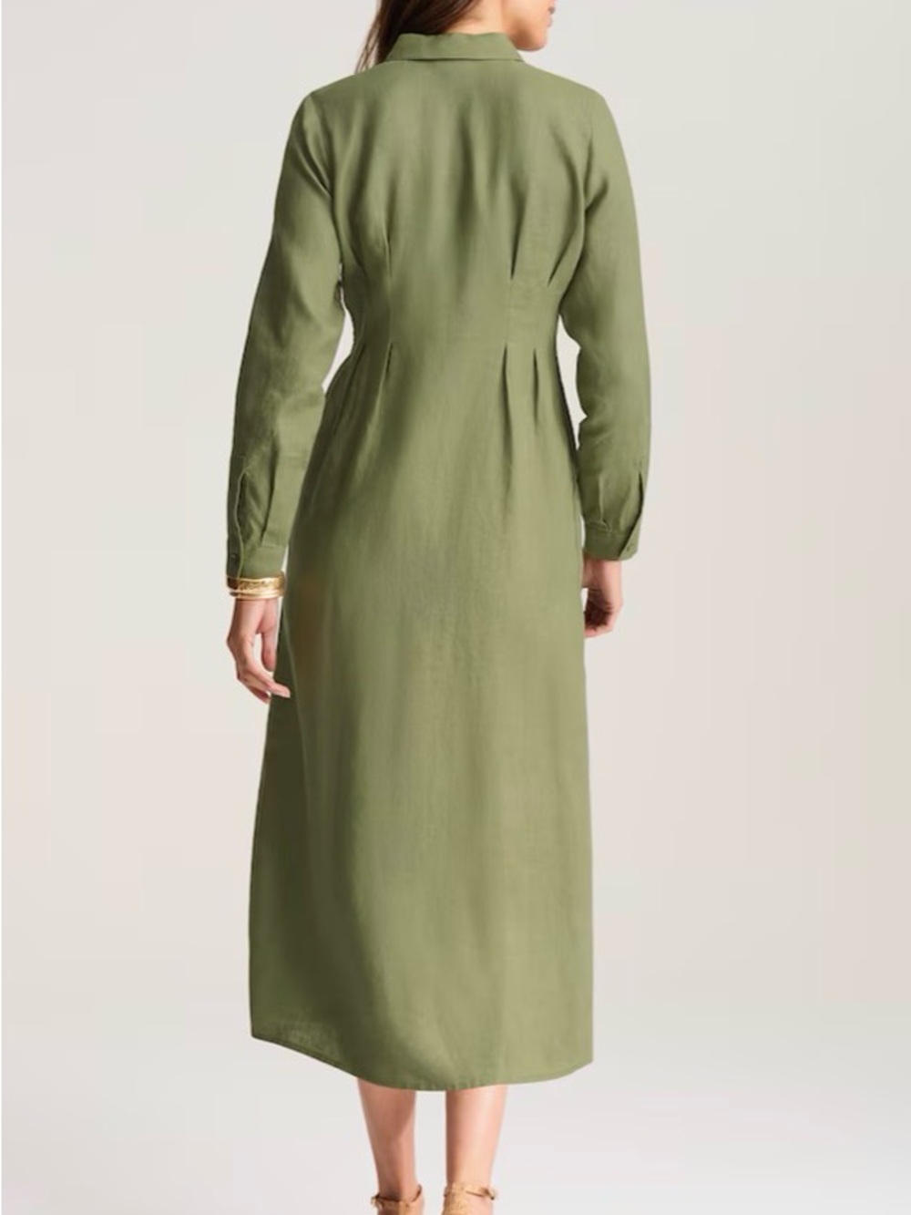 J. Jill 100% Linen Midi Dart-Waist Dress Size L - Natural Workwear Minimalist - Picture 2 of 11